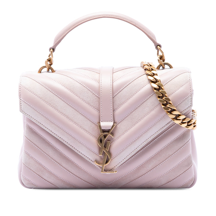 Saint Laurent Medium Cuir de veau et Daim Chevron Monogram College Sac
