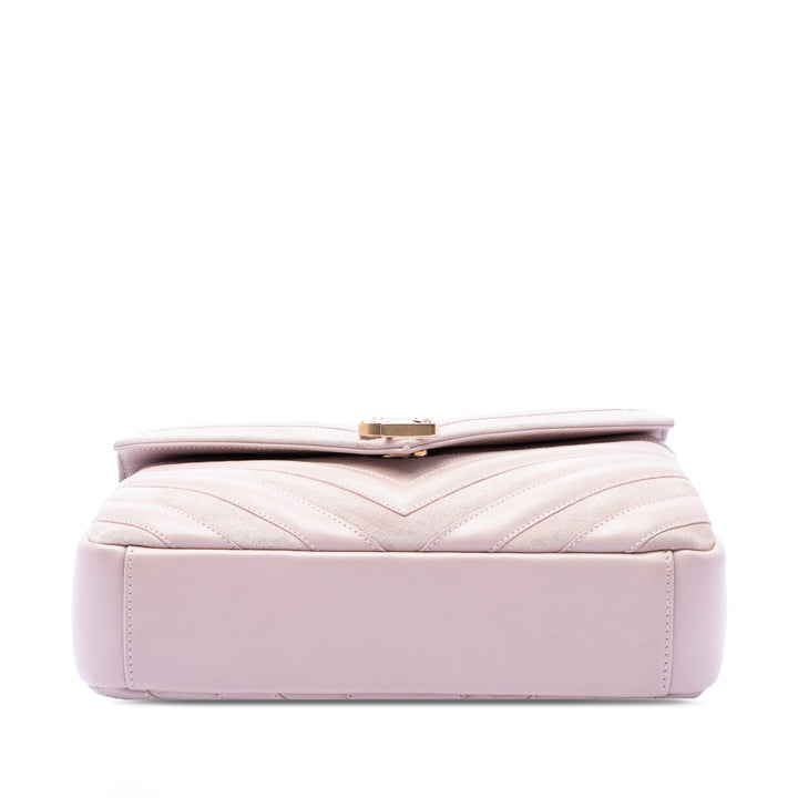 Saint Laurent Medium Cuir de veau et Daim Chevron Monogram College Sac