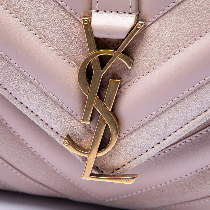Saint Laurent Medium Cuir de veau et Daim Chevron Monogram College Sac