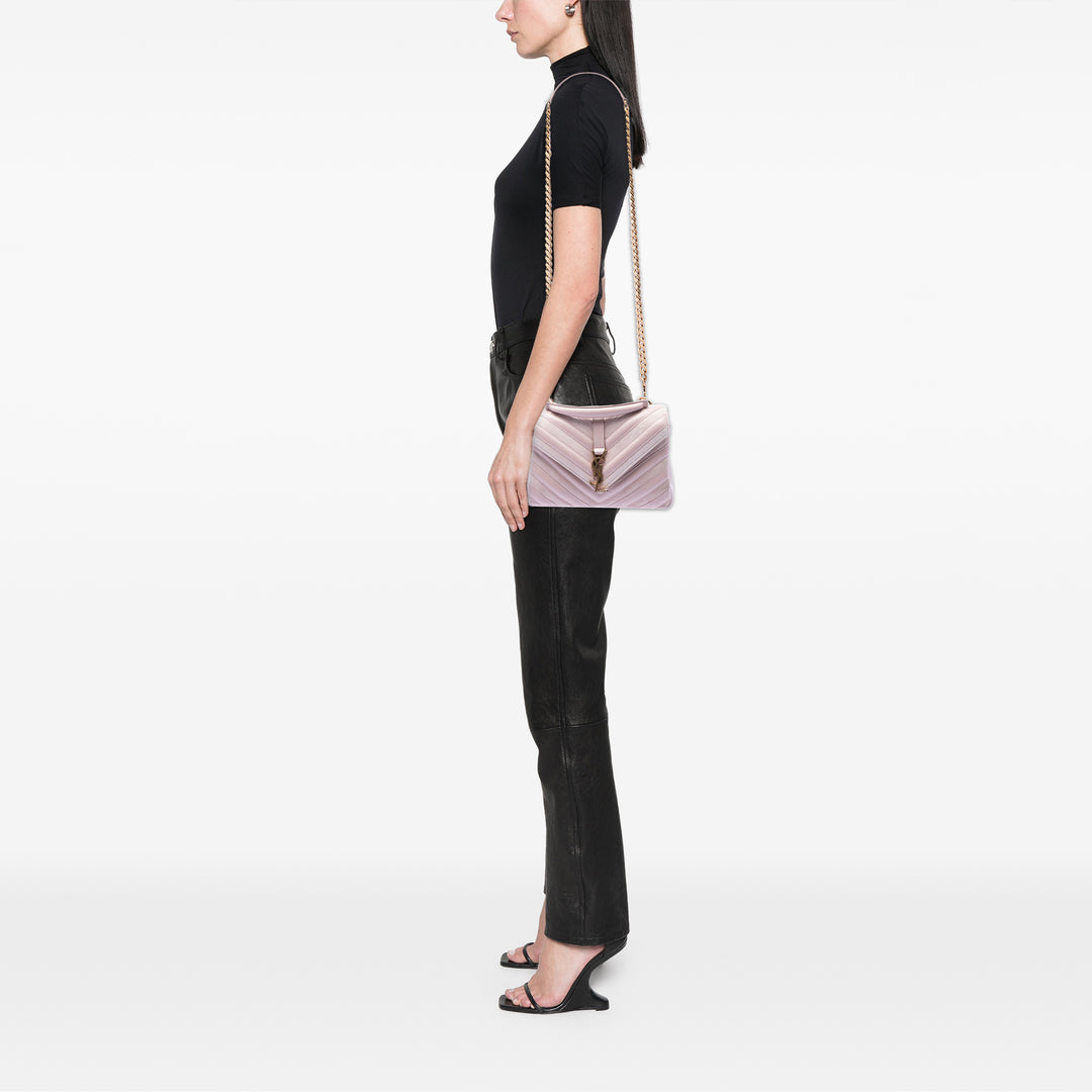 Saint Laurent Medium Cuir de veau et Daim Chevron Monogram College Sac