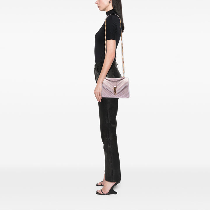 Saint Laurent Medium Cuir de veau et Daim Chevron Monogram College Sac