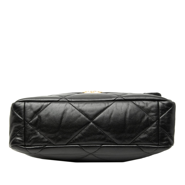 19 à rabat Grand Cuir d'agneau Noir