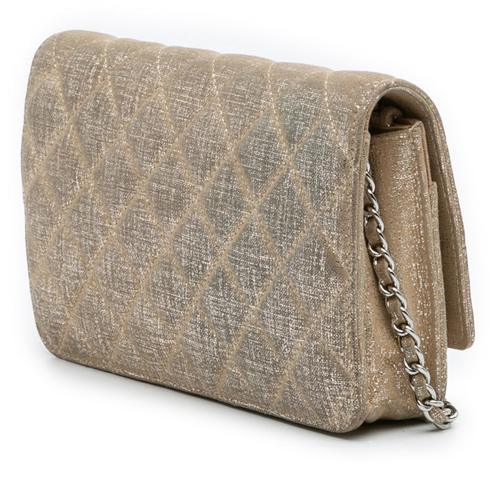 Chanel CC Quilted Iridescent Cuir de veau Wallet on Chain Doré