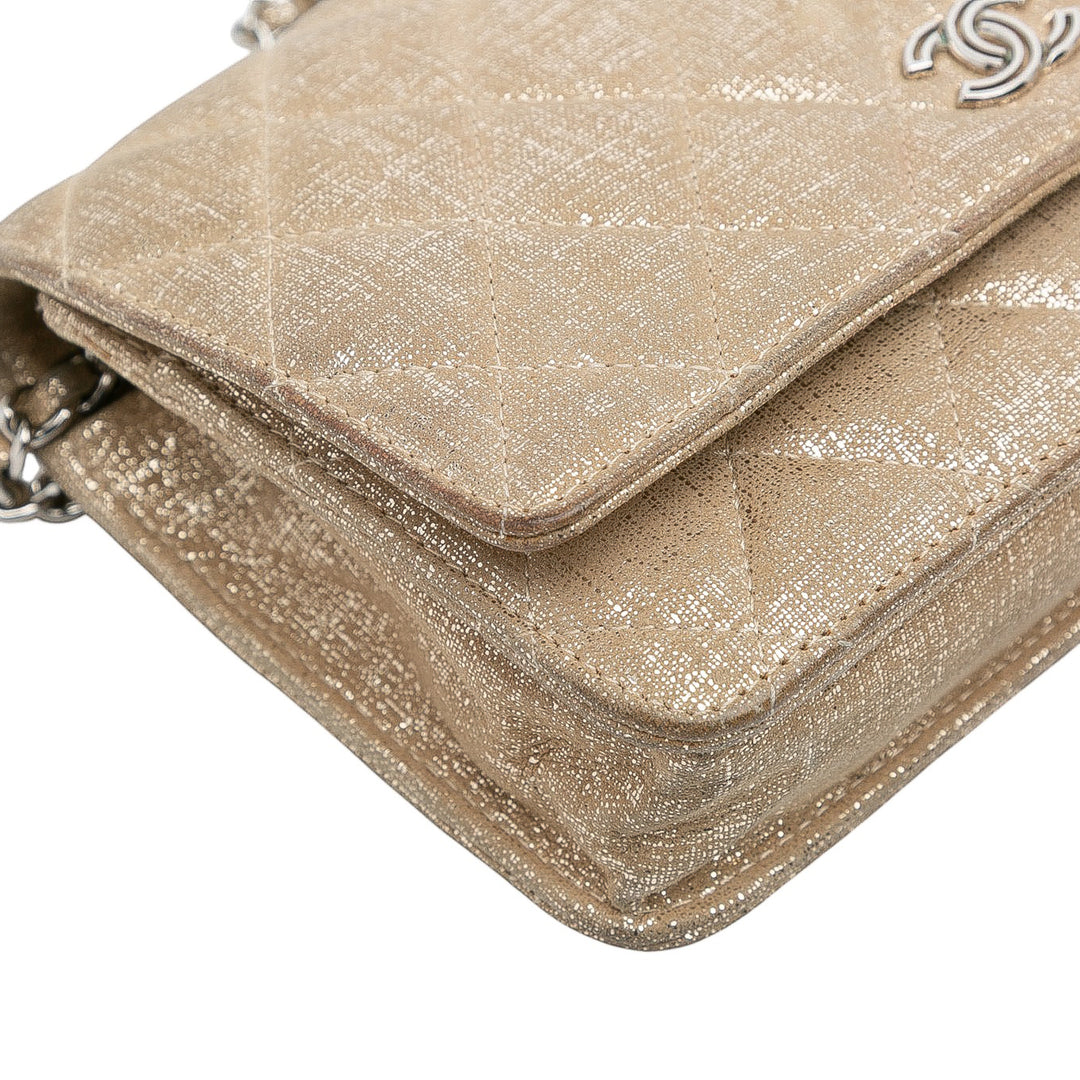 Chanel CC Quilted Iridescent Cuir de veau Wallet on Chain Doré
