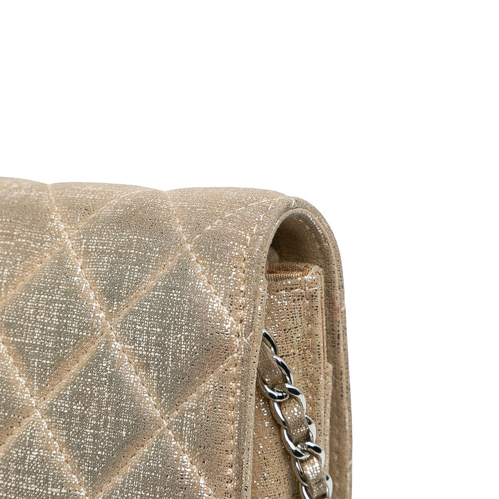 Chanel CC Quilted Iridescent Cuir de veau Wallet on Chain Doré