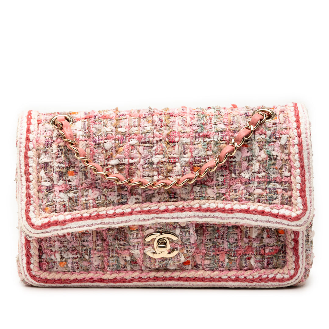 Chanel Medium Classic Quilted Tweed Braided Double rabat Rose – GABY PARIS Authentique