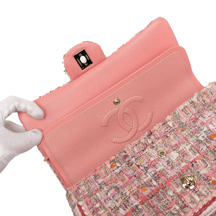 Chanel Medium Classic Tweed Braided Double rabat Rose – GABY PARIS Authentique