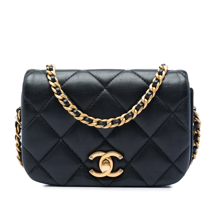 Chanel Matelassé Nailed CC à rabat Mini Cuir de veau