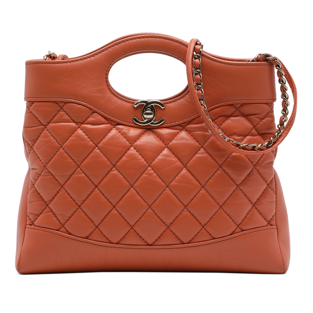 brillant Froissé 31 Cabas Mini Cuir de veau Orange