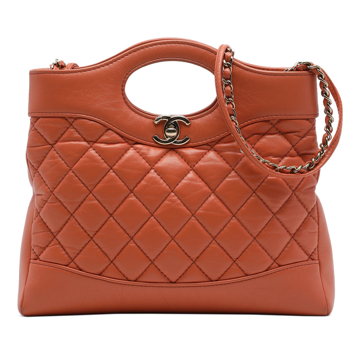 brillant Froissé 31 Cabas Mini Cuir de veau Orange