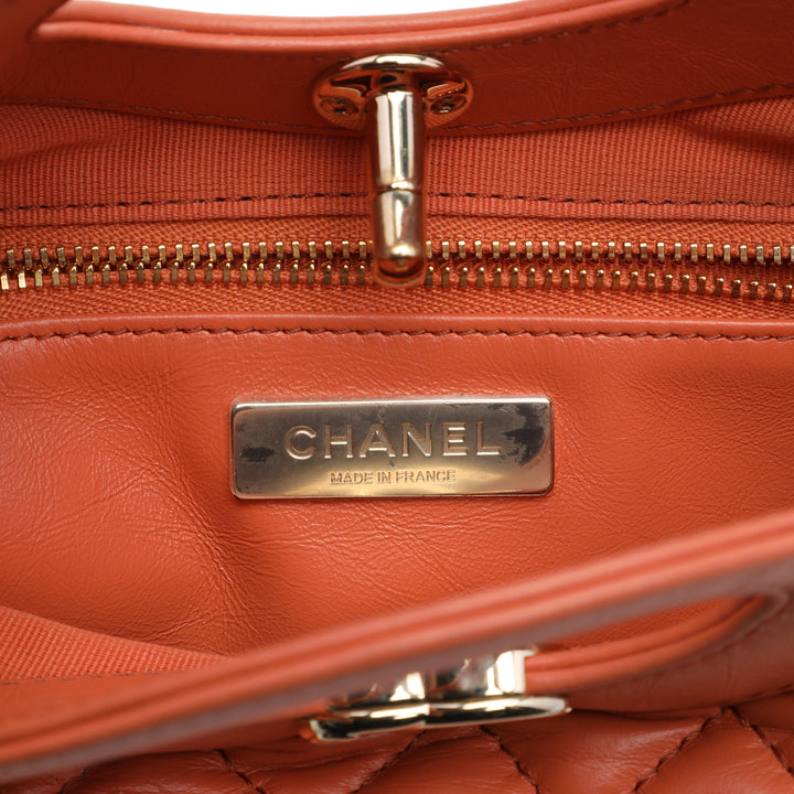 brillant Froissé 31 Cabas Mini Cuir de veau Orange