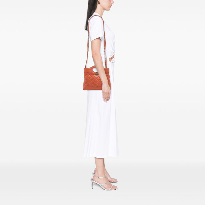 brillant Froissé 31 Cabas Mini Cuir de veau Orange