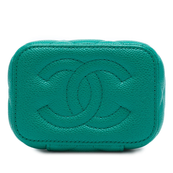 Chanel Mini Quilted Caviar CC Sweetheart Vanity Étui with Chain Vert – GABY PARIS Authentique