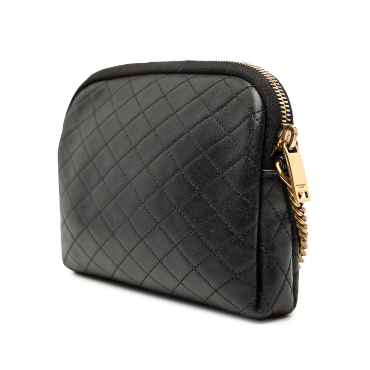 Saint Laurent Mini Matelassé Cuir d’agneau Gaby Zippered Pochette