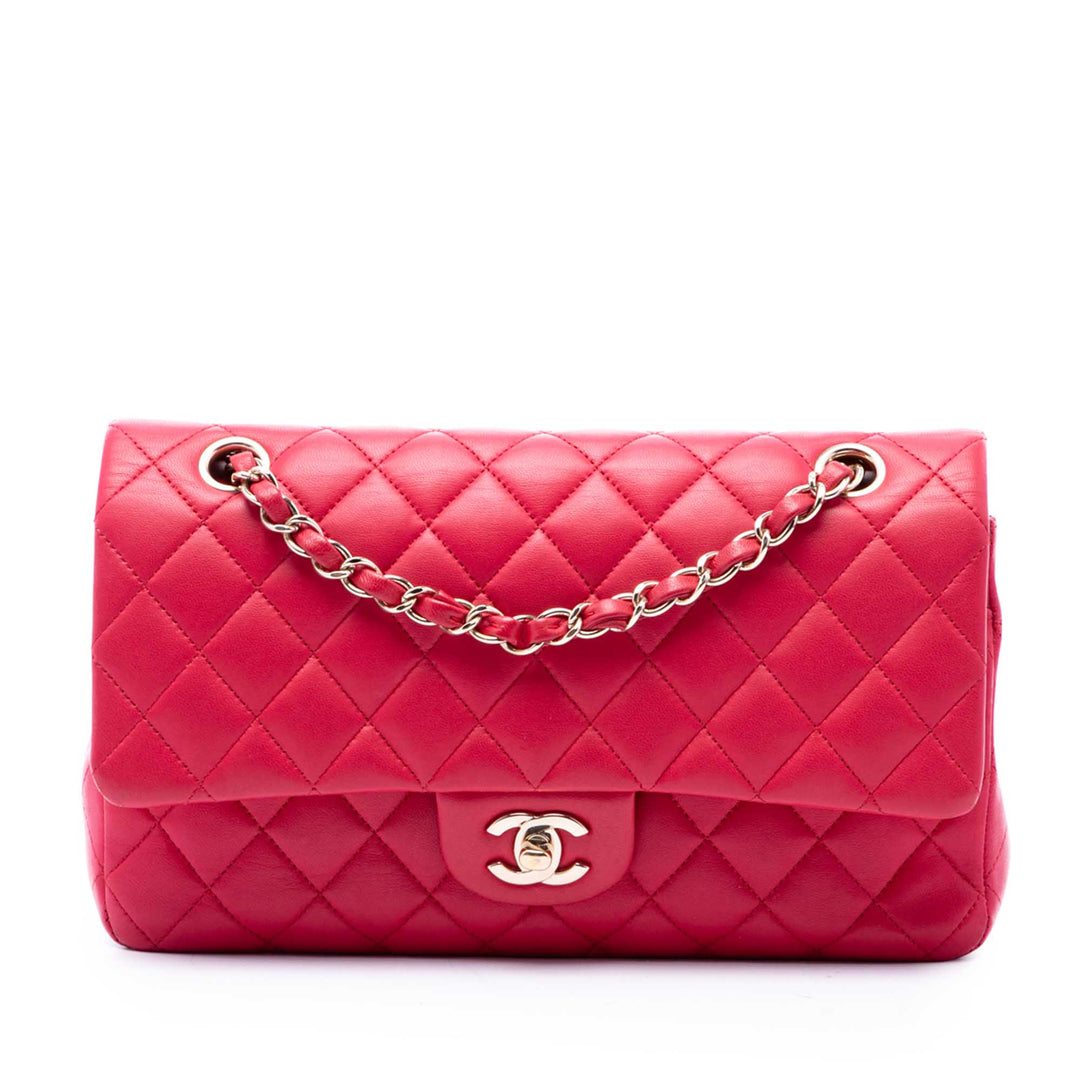 Chanel Classic Double rabat Moyen Cuir d'agneau Rose – vue principale – GABY PARIS