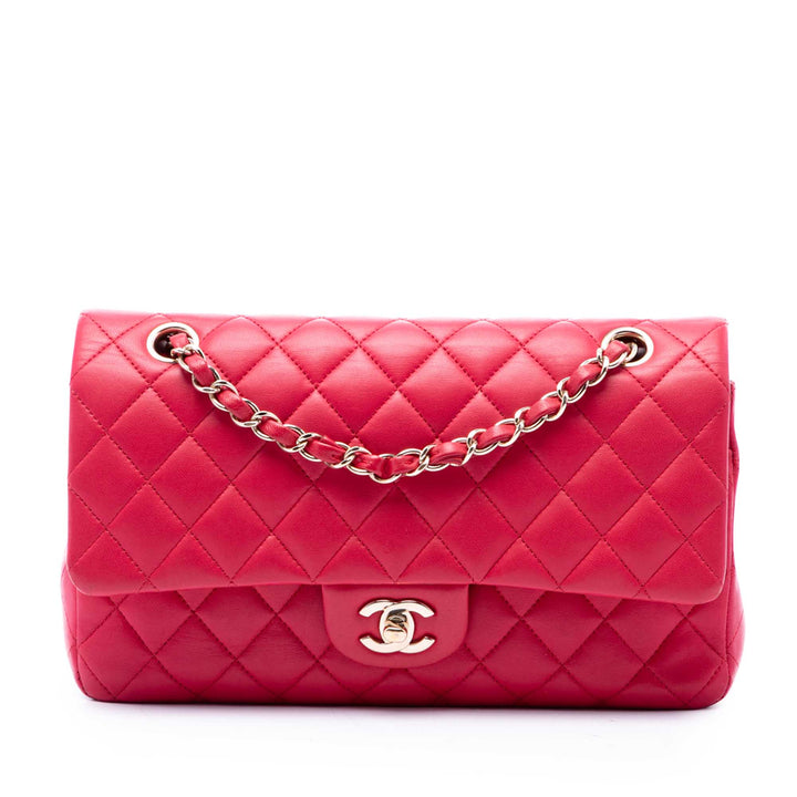 Chanel Classic Double rabat Moyen Cuir d'agneau Rose – vue principale – GABY PARIS