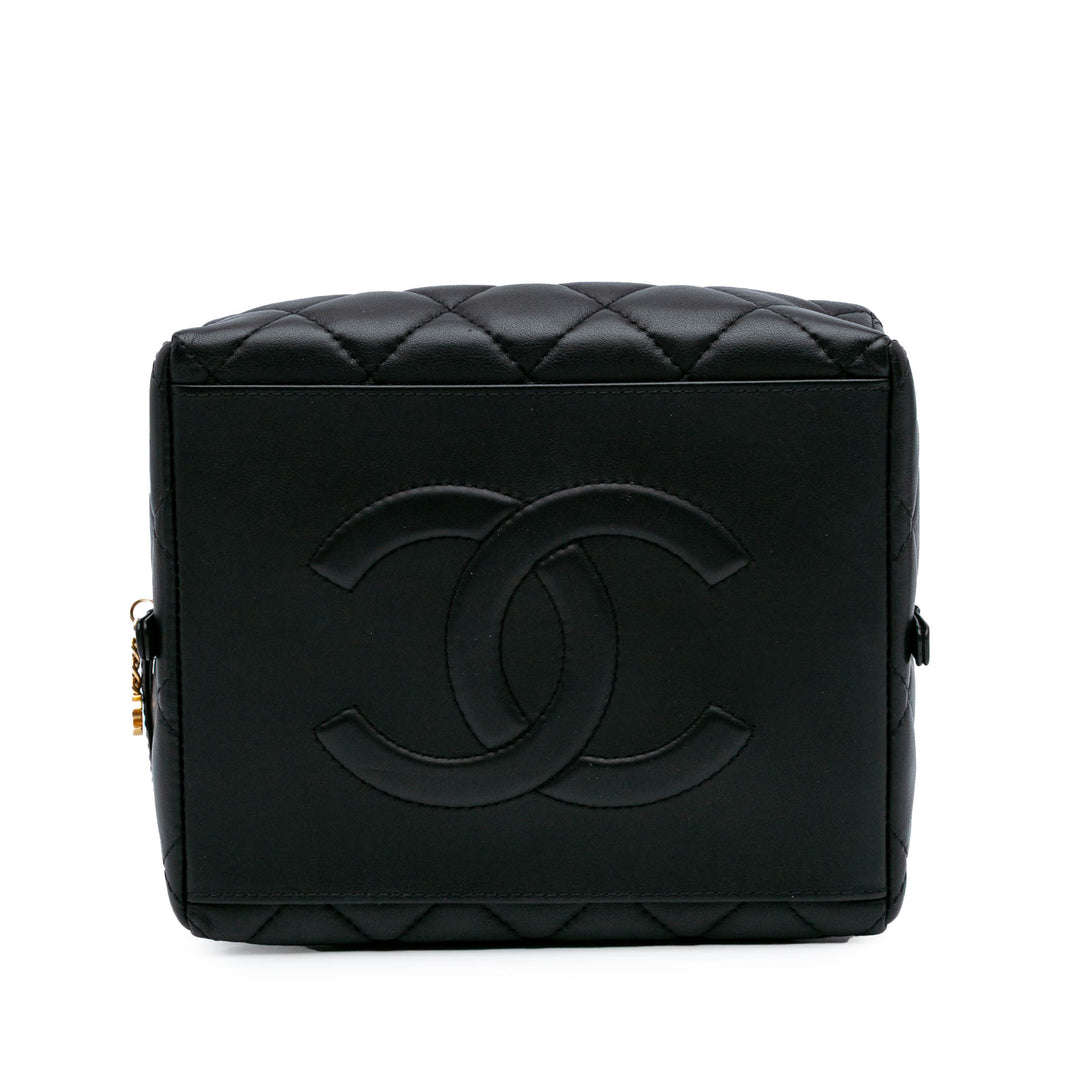 Métiers d'Art CC Quilted Lambskin Box Top Handle Satchel Black - Gaby Paris