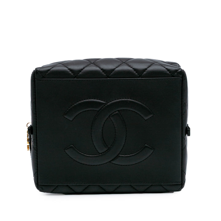 Métiers d'Art CC Quilted Lambskin Box Top Handle Satchel Black - Gaby Paris