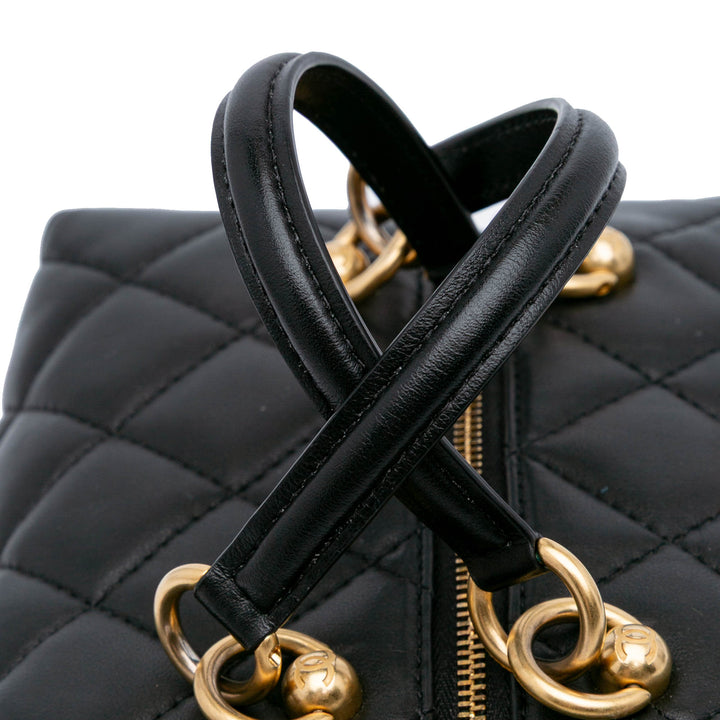 Métiers d'Art CC Quilted Lambskin Box Top Handle Satchel Black - Gaby Paris
