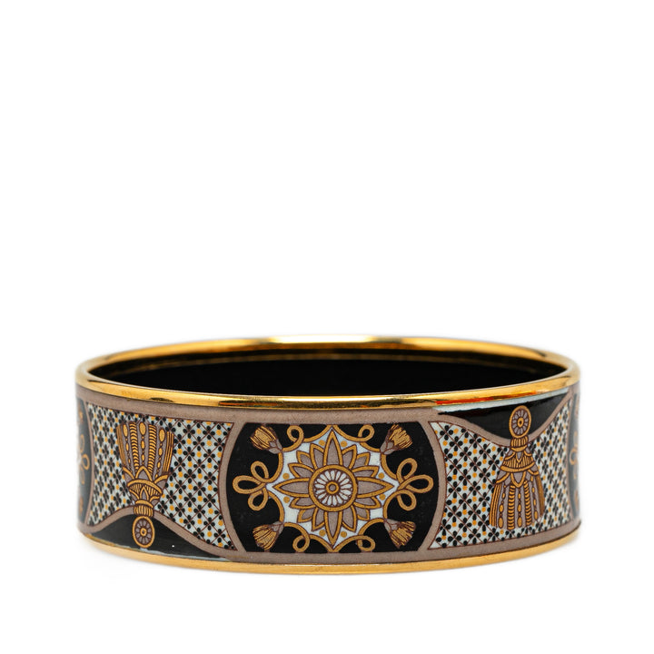 Extra Wide Grand Apparat Enamel Bangle 62 Black - Gaby Paris