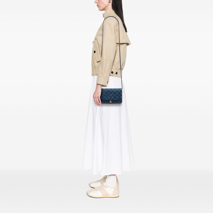 Chanel Printed Jean et Cuir de veau Gabrielle Wallet on Chain