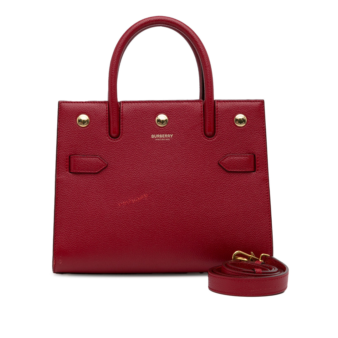 Small Leather Title Satchel Red - Gaby Paris