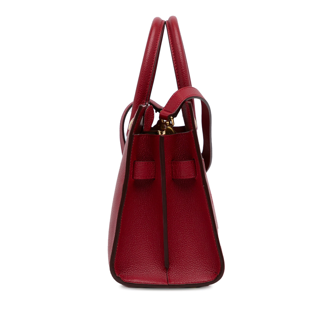 Small Leather Title Satchel Red - Gaby Paris