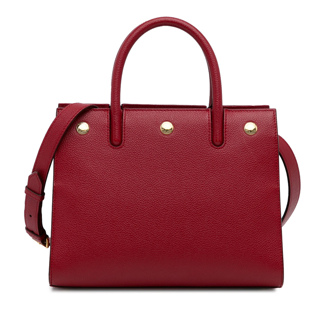 Small Leather Title Satchel Red - Gaby Paris