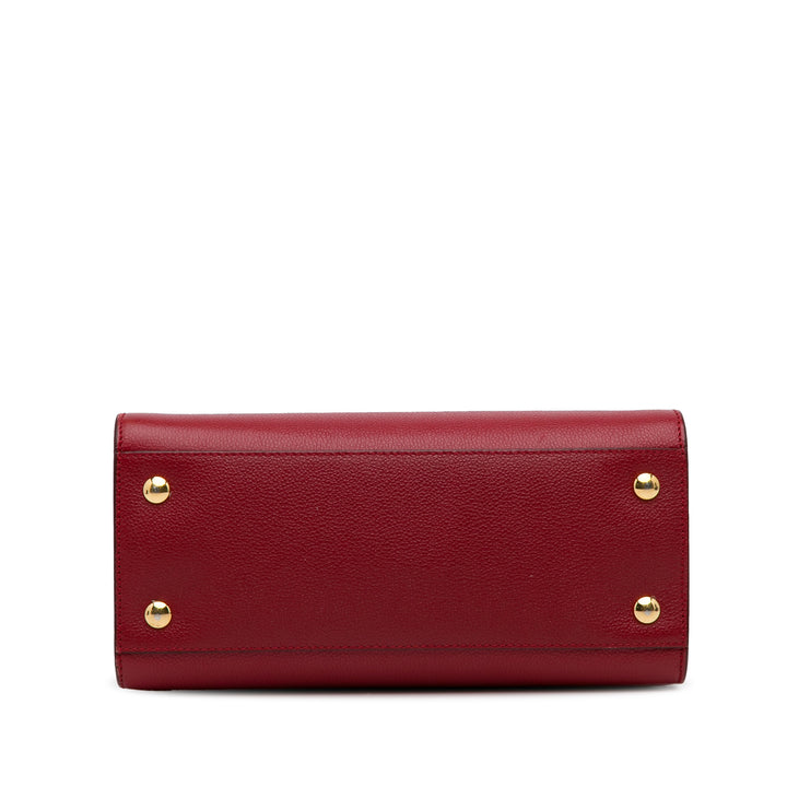 Small Leather Title Satchel Red - Gaby Paris