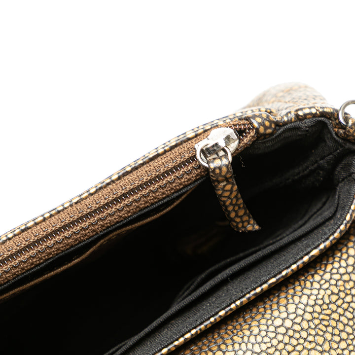 CC Metallic Caviar Half Moon Wallet on Chain Gold - Gaby Paris