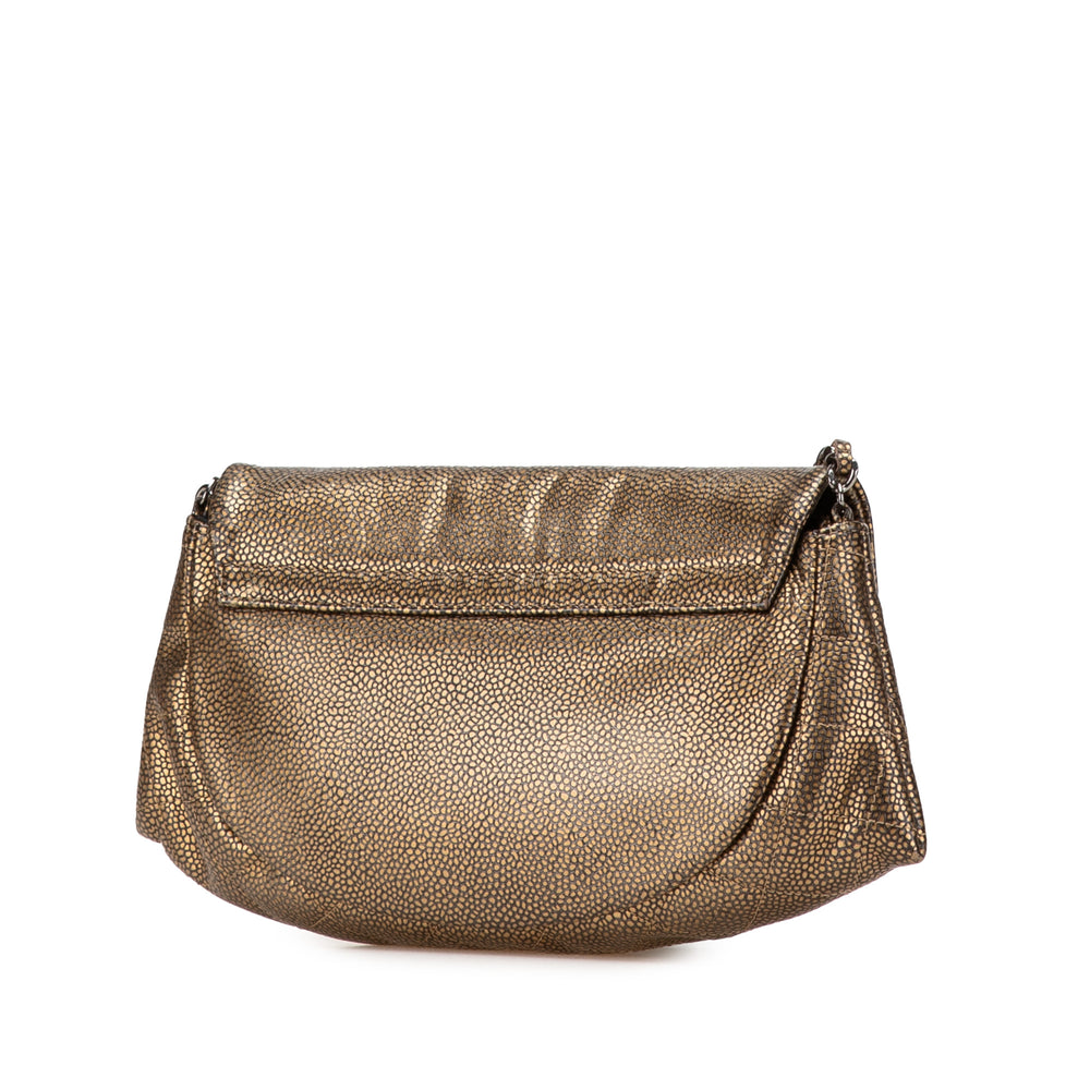 CC Metallic Caviar Half Moon Wallet on Chain Gold - Gaby Paris