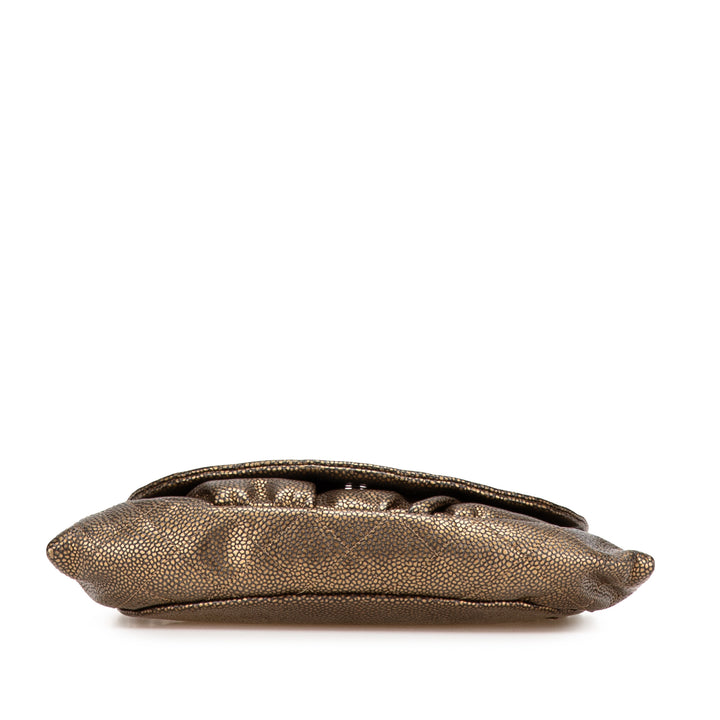 CC Metallic Caviar Half Moon Wallet on Chain Gold - Gaby Paris