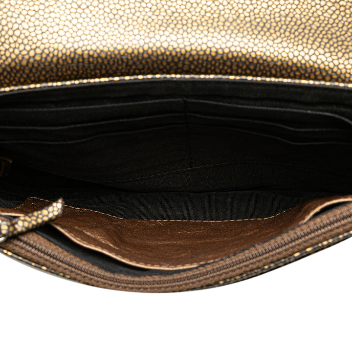 CC Metallic Caviar Half Moon Wallet on Chain Gold - Gaby Paris