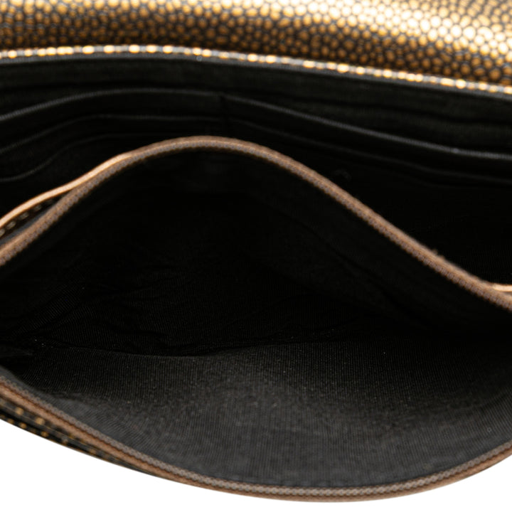 CC Metallic Caviar Half Moon Wallet on Chain Gold - Gaby Paris