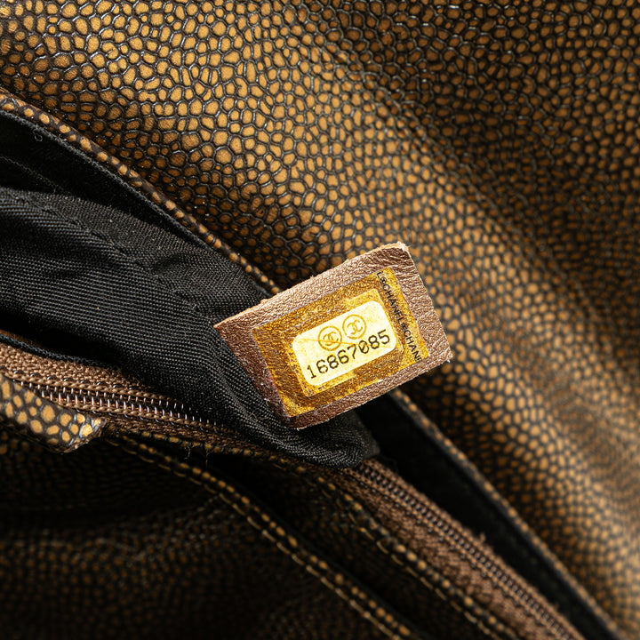 CC Metallic Caviar Half Moon Wallet on Chain Gold - Gaby Paris
