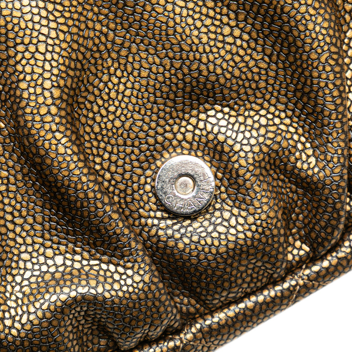 CC Metallic Caviar Half Moon Wallet on Chain Gold - Gaby Paris