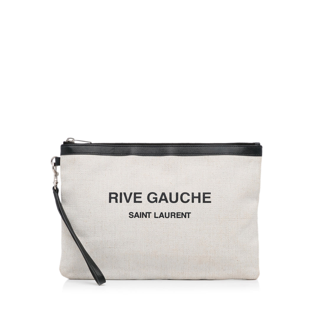Canvas Rive Gauche Wristlet Clutch White - Gaby Paris
