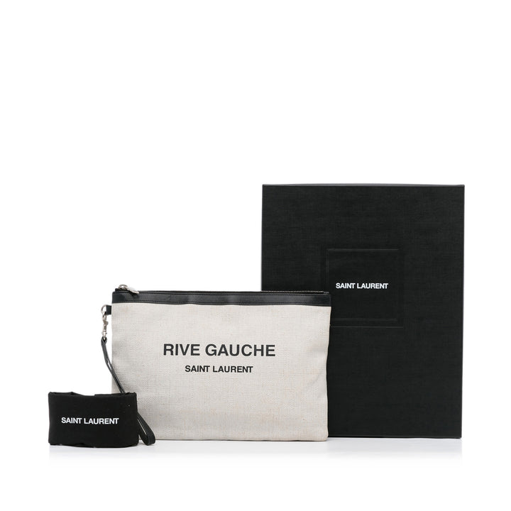 Canvas Rive Gauche Wristlet Clutch White - Gaby Paris