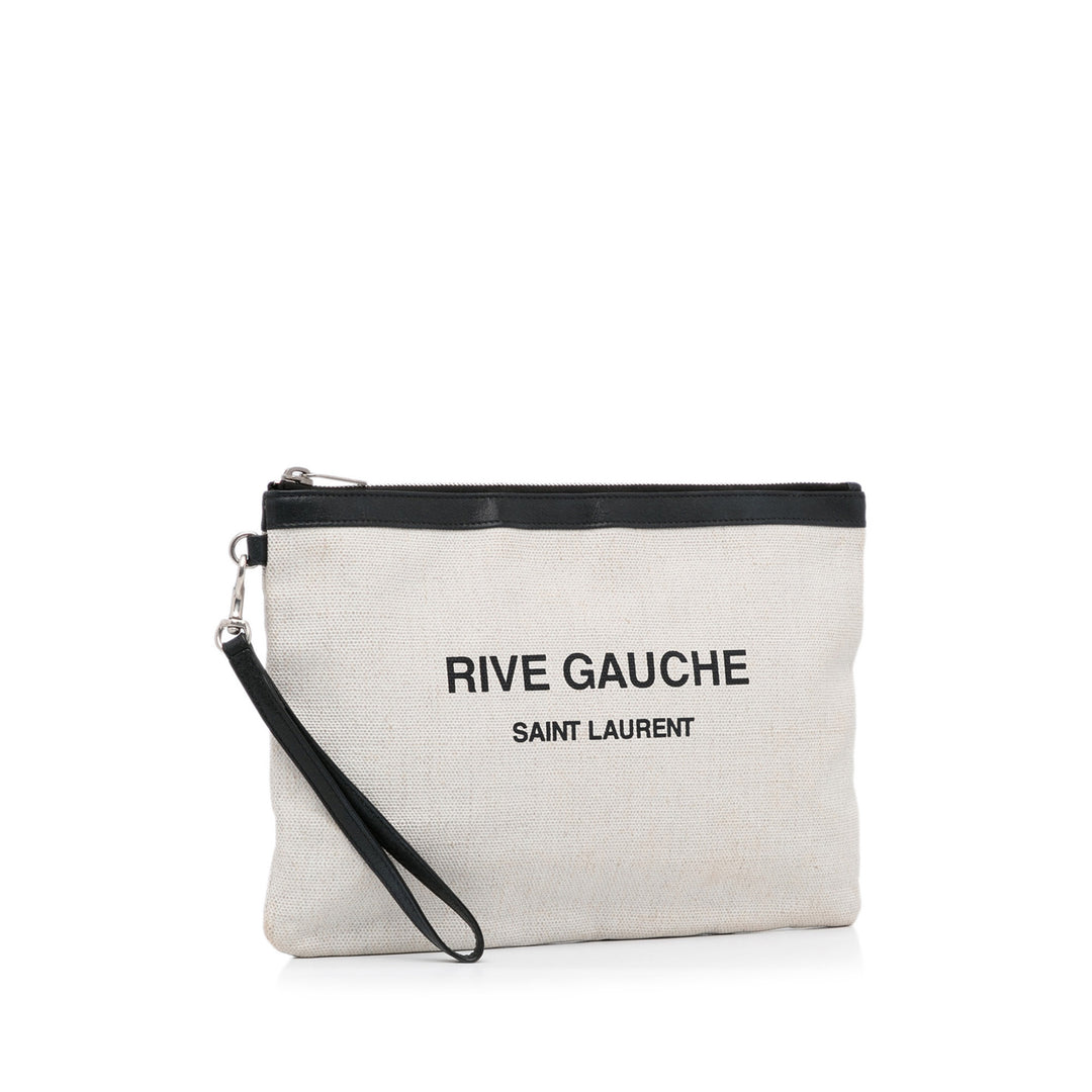 Canvas Rive Gauche Wristlet Clutch White - Gaby Paris