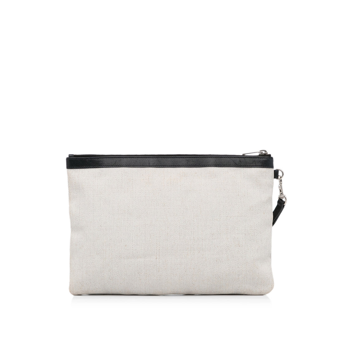 Canvas Rive Gauche Wristlet Clutch White - Gaby Paris