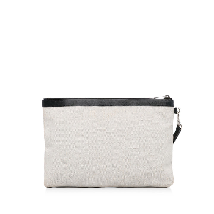 Canvas Rive Gauche Wristlet Clutch White - Gaby Paris