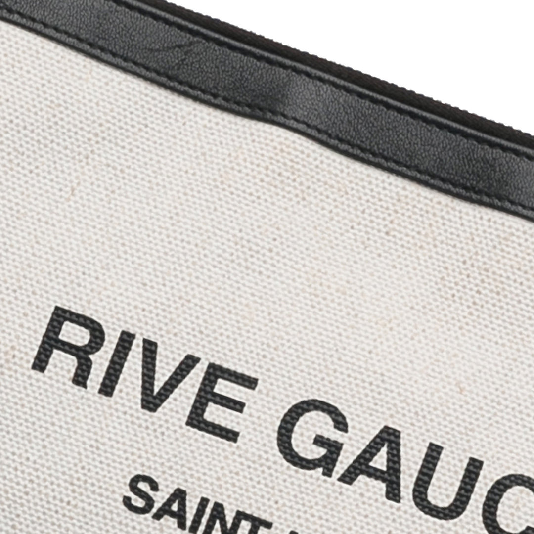 Canvas Rive Gauche Wristlet Clutch White - Gaby Paris