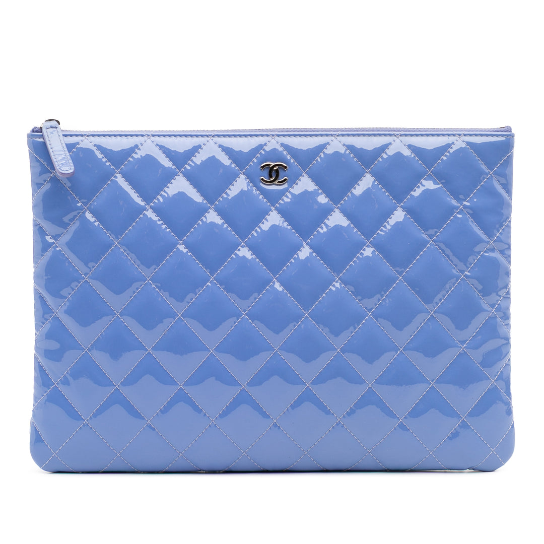 Medium Quilted Patent O Case Clutch Blue - Gaby Paris