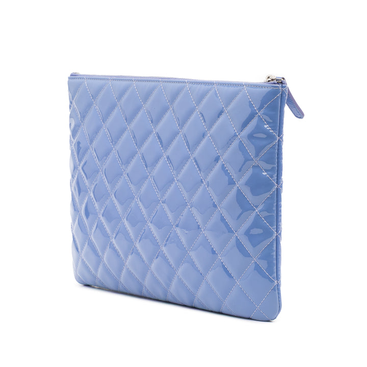 Medium Quilted Patent O Case Clutch Blue - Gaby Paris