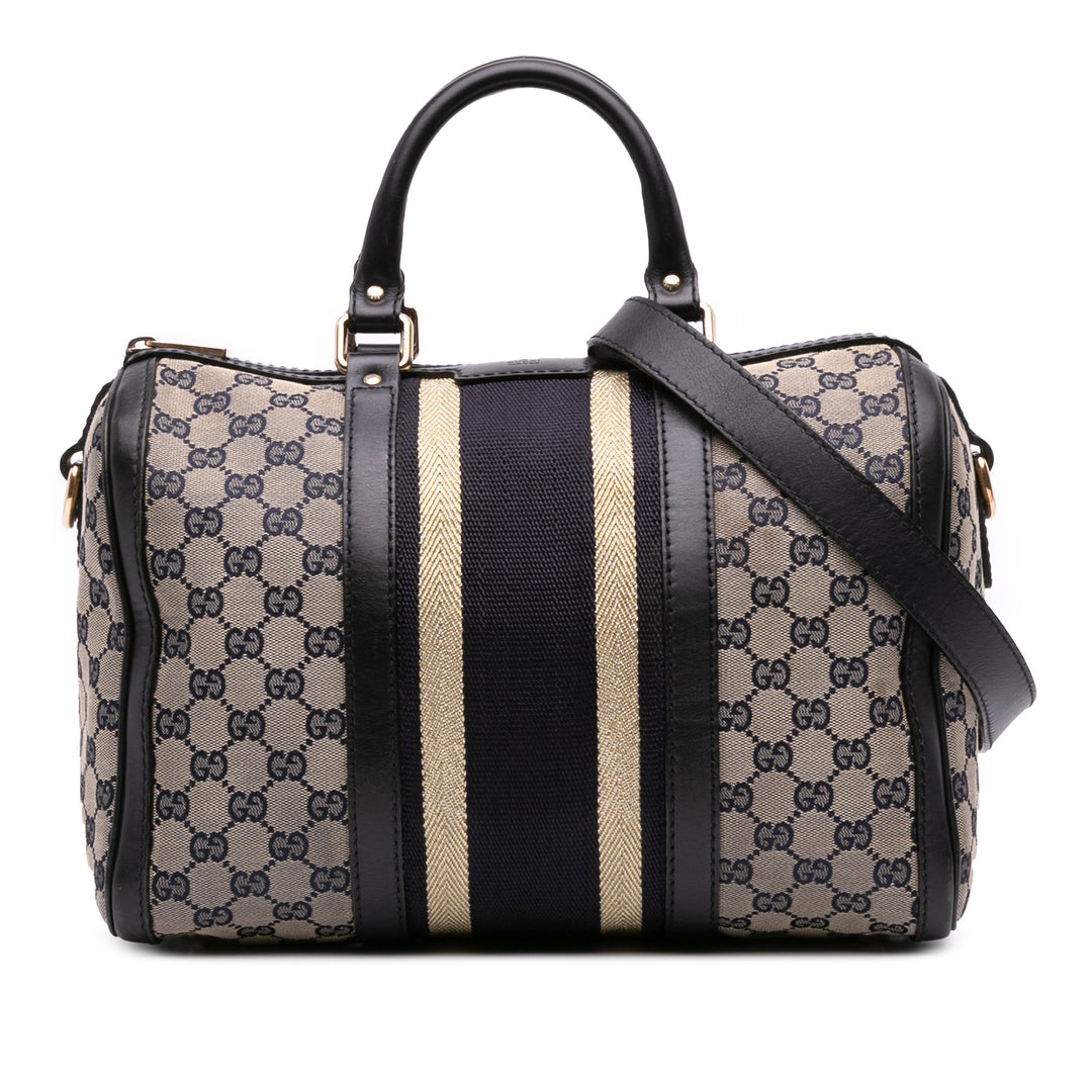 Medium GG Canvas Web Joy Boston Bag Brown - Gaby Paris