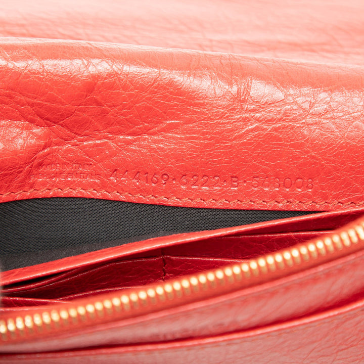 Balenciaga Cuir de chèvre Motocross Metallic Edge Wallet on Chain