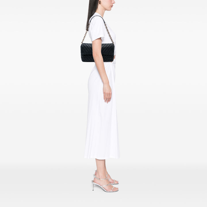 Chanel Large Chevron Iridescent Cuir de veau Surpique Flap Noir