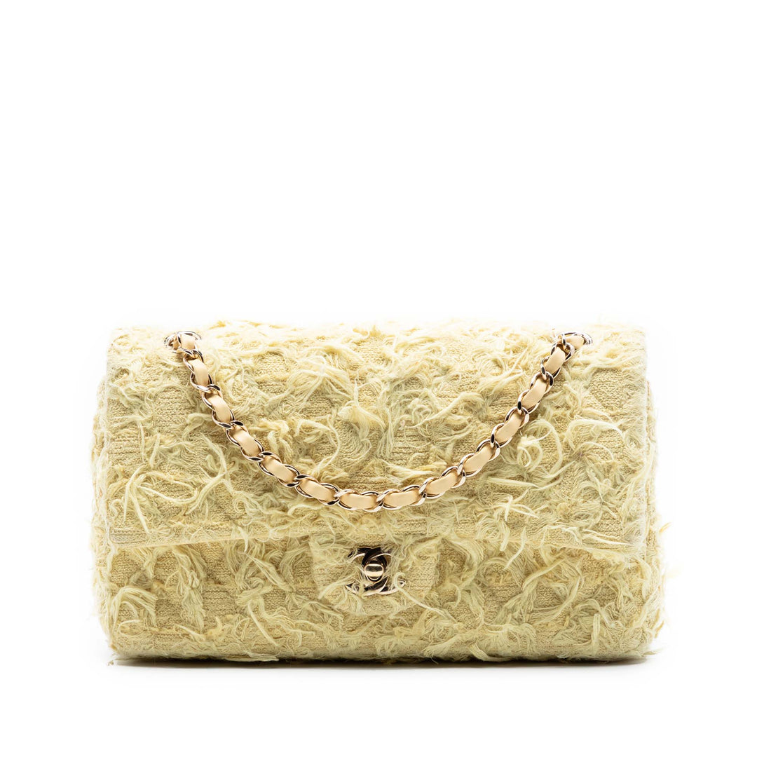 Chanel Medium Classic Fringed Tweed Double rabat