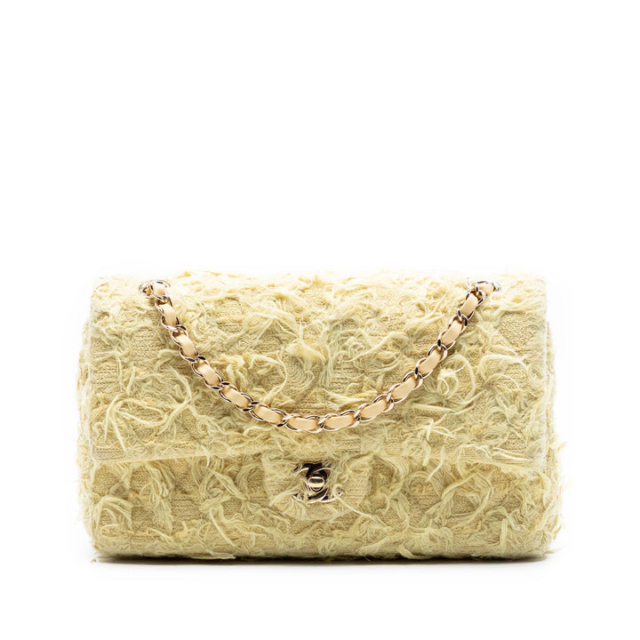 Chanel Medium Classic Fringed Tweed Double rabat