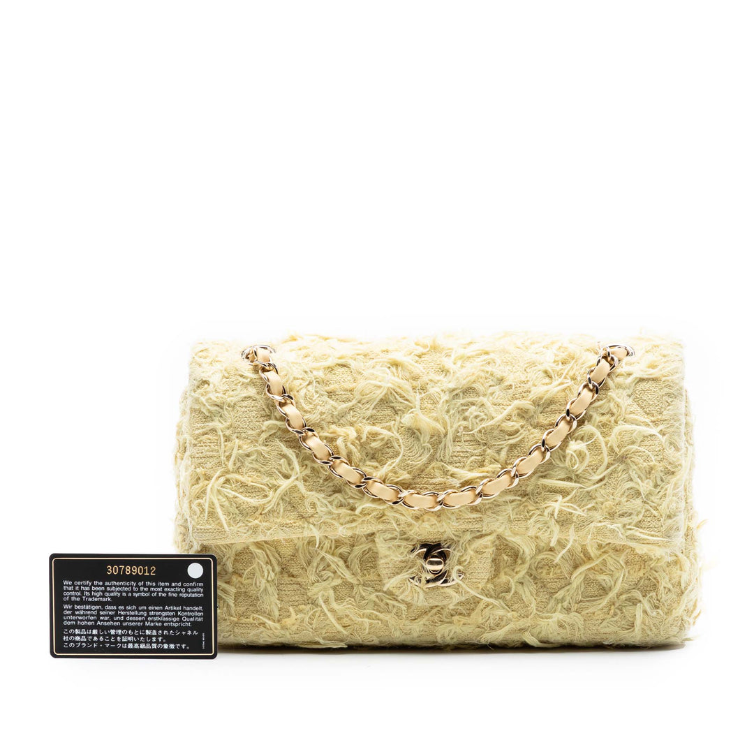 Chanel Medium Classic Fringed Tweed Double rabat